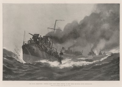Las Maniobras Navales, Embarcaciones Torpedo bajando por el Canal para unirse a su Escuadrón después de la Movilización de Fred T. Jane